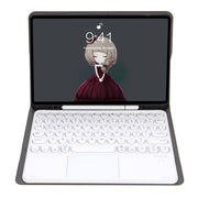 YA08B-A  Lambskin Texture Voltage Round Keycap Bluetooth Keyboard Leather Case with Touchpad For Samsung Galaxy Tab A8 10.5 2021 SM-X200 / SM-X205(Gold)