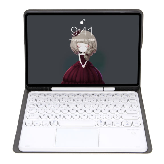 YA08B-A  Lambskin Texture Voltage Round Keycap Bluetooth Keyboard Leather Case with Touchpad For Samsung Galaxy Tab A8 10.5 2021 SM-X200 / SM-X205(Gold)