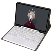 YA08B-A  Lambskin Texture Voltage Round Keycap Bluetooth Keyboard Leather Case with Touchpad For Samsung Galaxy Tab A8 10.5 2021 SM-X200 / SM-X205(Gold)