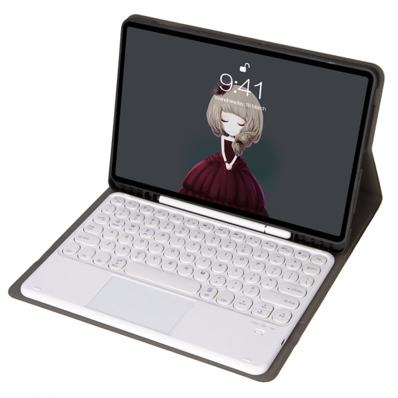 YA08B-A  Lambskin Texture Voltage Round Keycap Bluetooth Keyboard Leather Case with Touchpad For Samsung Galaxy Tab A8 10.5 2021 SM-X200 / SM-X205(Gold)