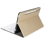 YA08B-A  Lambskin Texture Voltage Round Keycap Bluetooth Keyboard Leather Case with Touchpad For Samsung Galaxy Tab A8 10.5 2021 SM-X200 / SM-X205(Gold)