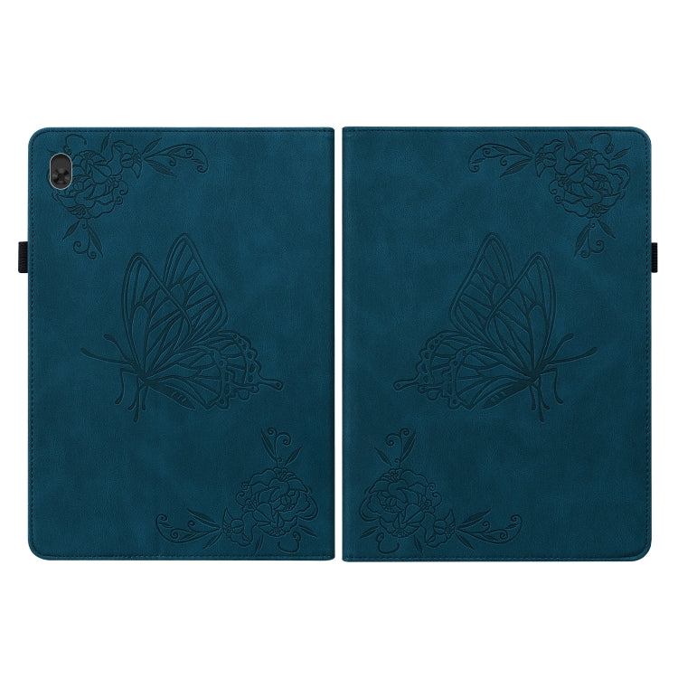 For Lenovo Tab M10 TB-X605L/X605F Butterfly Flower Embossed Leather Tablet Case(Blue)