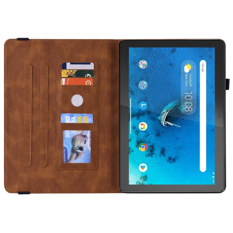 For Lenovo Tab M10 TB-X605L/X605F Butterfly Flower Embossed Leather Tablet Case(Brown)