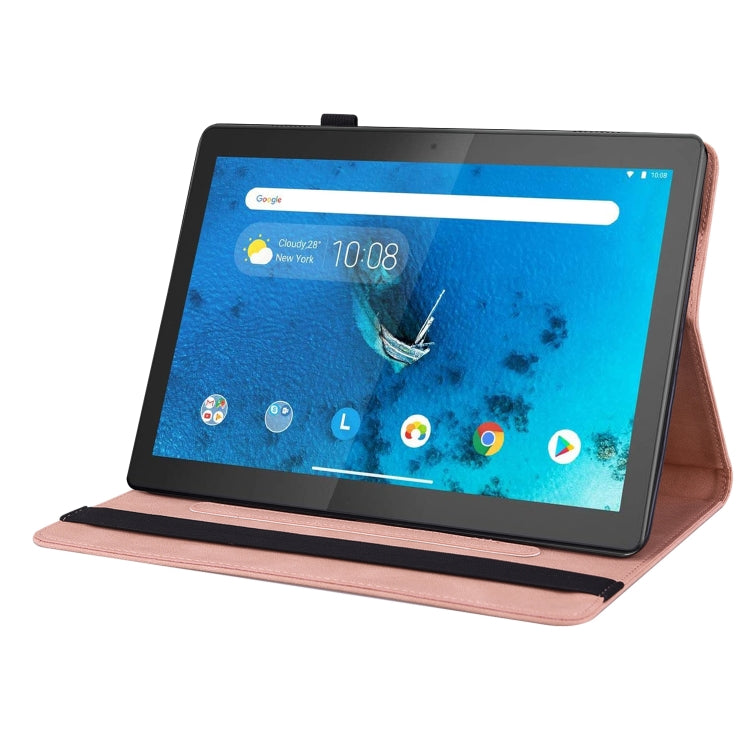 For Lenovo Tab M10 TB-X605L/X605F Butterfly Flower Embossed Leather Tablet Case(Rose Gold)