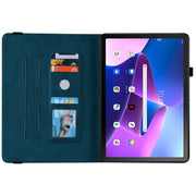 For Lenovo Tab M10 Plus 10.6 3rd Gen Butterfly Flower Embossed Leather Tablet Case(Blue)