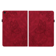 For Lenovo Tab M10 Plus 10.6 3rd Gen Butterfly Flower Embossed Leather Tablet Case(Red)