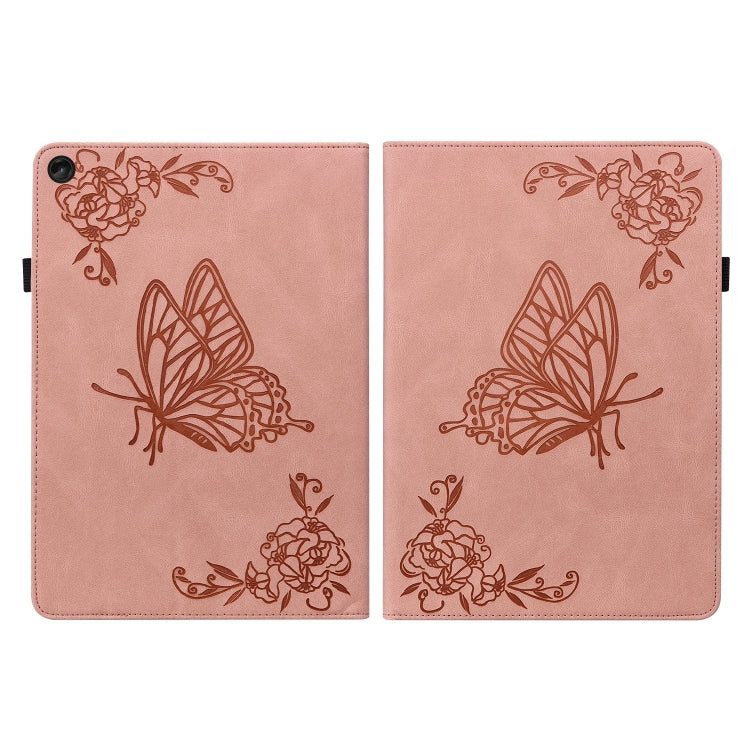 For Lenovo Tab M10 Plus 10.6 3rd Gen Butterfly Flower Embossed Leather Tablet Case(Rose Gold)