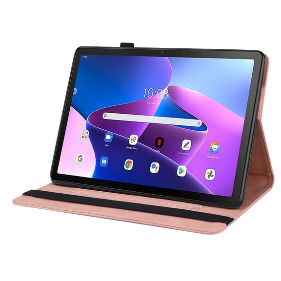 For Lenovo Tab M10 Plus 10.6 3rd Gen Butterfly Flower Embossed Leather Tablet Case(Rose Gold)