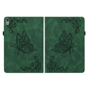 For Lenovo Tab P11 TB-J606F Butterfly Flower Embossed Leather Tablet Case(Green)