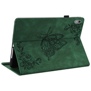 For Lenovo Tab P11 TB-J606F Butterfly Flower Embossed Leather Tablet Case(Green)