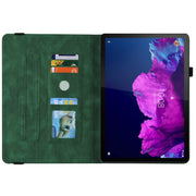 For Lenovo Tab P11 TB-J606F Butterfly Flower Embossed Leather Tablet Case(Green)