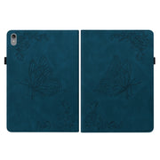 For Lenovo Tab P11 TB-J606F Butterfly Flower Embossed Leather Tablet Case(Blue)