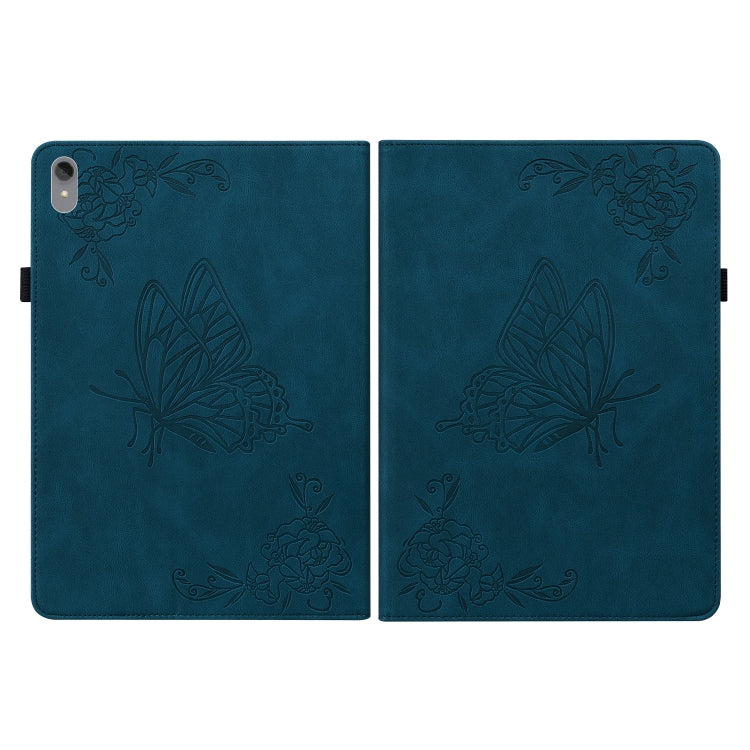 For Lenovo Tab P11 TB-J606F Butterfly Flower Embossed Leather Tablet Case(Blue)
