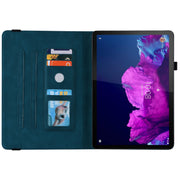 For Lenovo Tab P11 TB-J606F Butterfly Flower Embossed Leather Tablet Case(Blue)