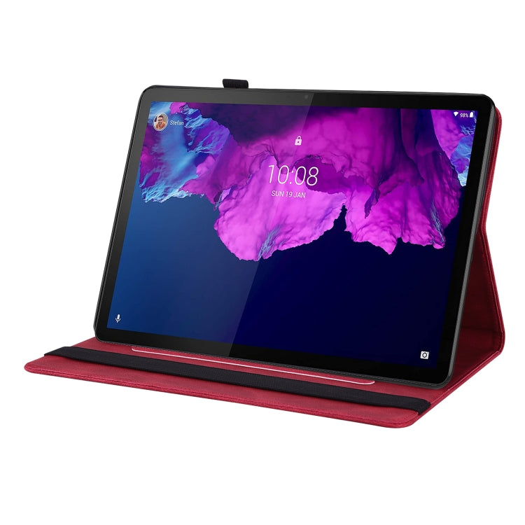 For Lenovo Tab P11 TB-J606F Butterfly Flower Embossed Leather Tablet Case(Red)