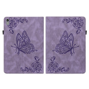 For Lenovo Tab P11 TB-J606F Butterfly Flower Embossed Leather Tablet Case(Purple)