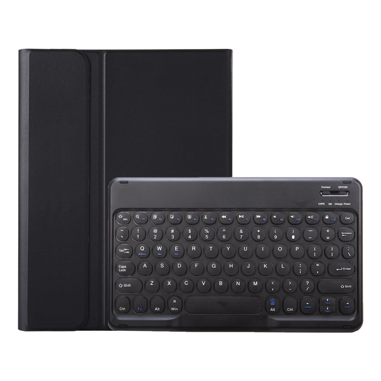 YA08B Lambskin Texture Voltage Round Keycap Bluetooth Keyboard Leather Case For Samsung Galaxy Tab A8 10.5 2021 SM-X200 / SM-X205(Black)