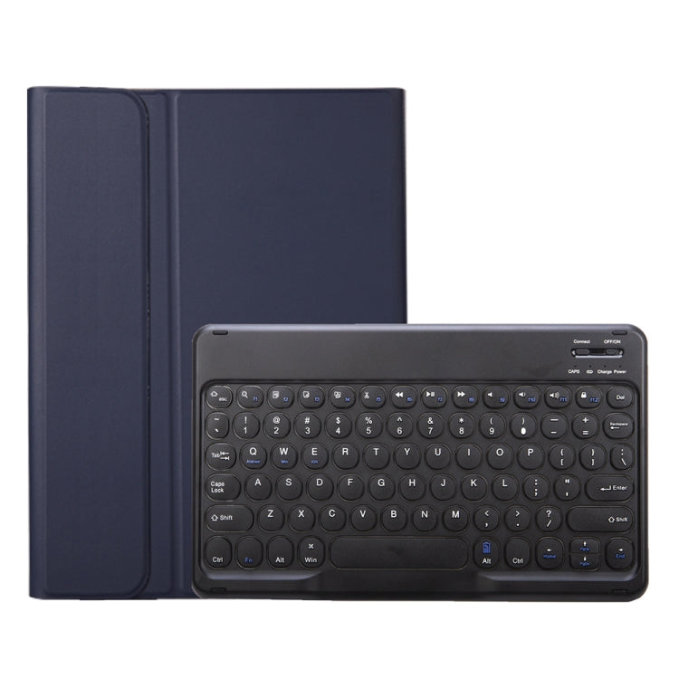 YA08B Lambskin Texture Voltage Round Keycap Bluetooth Keyboard Leather Case For Samsung Galaxy Tab A8 10.5 2021 SM-X200 / SM-X205(Blue)