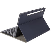 YA08B Lambskin Texture Voltage Round Keycap Bluetooth Keyboard Leather Case For Samsung Galaxy Tab A8 10.5 2021 SM-X200 / SM-X205(Blue)