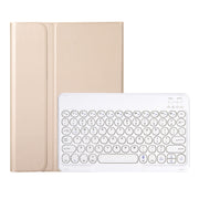 YA08B Lambskin Texture Voltage Round Keycap Bluetooth Keyboard Leather Case For Samsung Galaxy Tab A8 10.5 2021 SM-X200 / SM-X205(Gold)