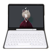 YA08B Lambskin Texture Voltage Round Keycap Bluetooth Keyboard Leather Case For Samsung Galaxy Tab A8 10.5 2021 SM-X200 / SM-X205(Gold)