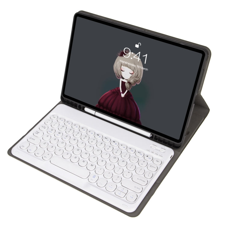 YA08B Lambskin Texture Voltage Round Keycap Bluetooth Keyboard Leather Case For Samsung Galaxy Tab A8 10.5 2021 SM-X200 / SM-X205(Gold)