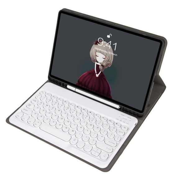 YA08B Lambskin Texture Voltage Round Keycap Bluetooth Keyboard Leather Case For Samsung Galaxy Tab A8 10.5 2021 SM-X200 / SM-X205(Gold)