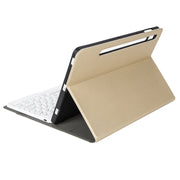 YA08B Lambskin Texture Voltage Round Keycap Bluetooth Keyboard Leather Case For Samsung Galaxy Tab A8 10.5 2021 SM-X200 / SM-X205(Gold)