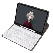 YA08B Lambskin Texture Voltage Round Keycap Bluetooth Keyboard Leather Case For Samsung Galaxy Tab A8 10.5 2021 SM-X200 / SM-X205(Rose Gold)
