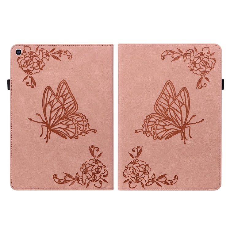 For Samsung Tab A 8.0 2019 T290/T295/T297 Butterfly Flower Embossed Leather Tablet Case(Rose Gold)
