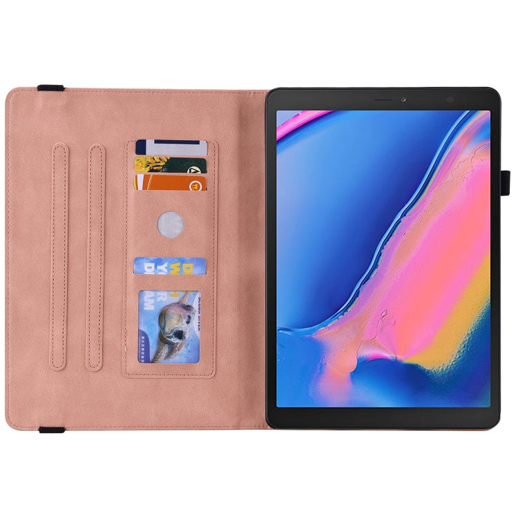 For Samsung Tab A 8.0 2019 T290/T295/T297 Butterfly Flower Embossed Leather Tablet Case(Rose Gold)