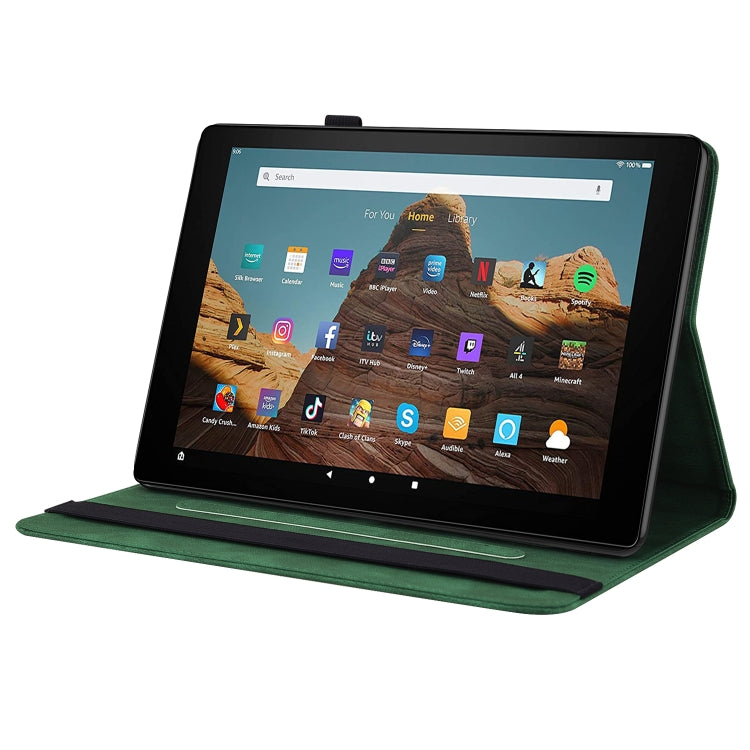 For Amazon Kindle Fire HD 10 2019 / 2017 Butterfly Flower Embossed Leather Tablet Case(Green)