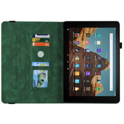 For Amazon Kindle Fire HD 10 2019 / 2017 Butterfly Flower Embossed Leather Tablet Case(Green)
