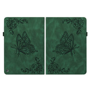For Amazon Kindle Fire HD 10 2021 / 10 Plus 2021 Butterfly Flower Embossed Leather Tablet Case(Green)
