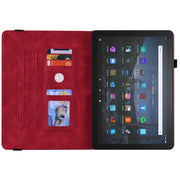 For Amazon Kindle Fire HD 10 2021 / 10 Plus 2021 Butterfly Flower Embossed Leather Tablet Case(Red)