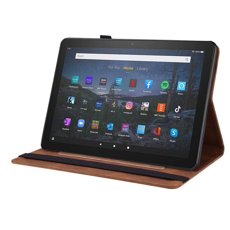 For Amazon Kindle Fire HD 10 2021 / 10 Plus 2021 Butterfly Flower Embossed Leather Tablet Case(Brown)