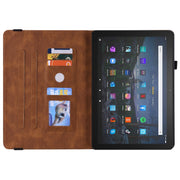 For Amazon Kindle Fire HD 10 2021 / 10 Plus 2021 Butterfly Flower Embossed Leather Tablet Case(Brown)