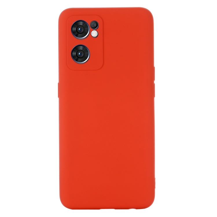 For OPPO Reno7 5G Global / Find X5 Lite Pure Color Liquid Silicone Shockproof Full Coverage Phone Case(Red)