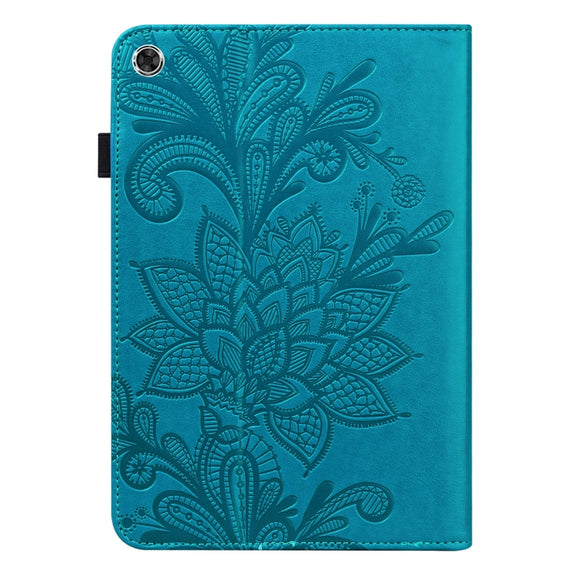 For Lenovo M10 Plus 10.6 3rd Gen 2022 Lace Flower Embossing Pattern Leather Tablet Case(Blue)