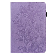 For Lenovo M10 Plus 10.6 3rd Gen 2022 Lace Flower Embossing Pattern Leather Tablet Case(Purple)