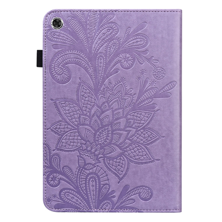 For Lenovo M10 Plus 10.6 3rd Gen 2022 Lace Flower Embossing Pattern Leather Tablet Case(Purple)