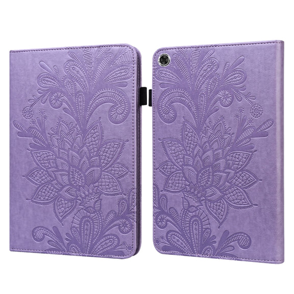 For Lenovo M10 Plus 10.6 3rd Gen 2022 Lace Flower Embossing Pattern Leather Tablet Case(Purple)