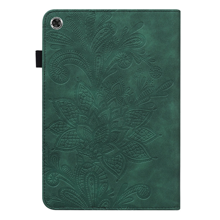 For Lenovo M10 Plus 10.6 3rd Gen 2022 Lace Flower Embossing Pattern Leather Tablet Case(Green)