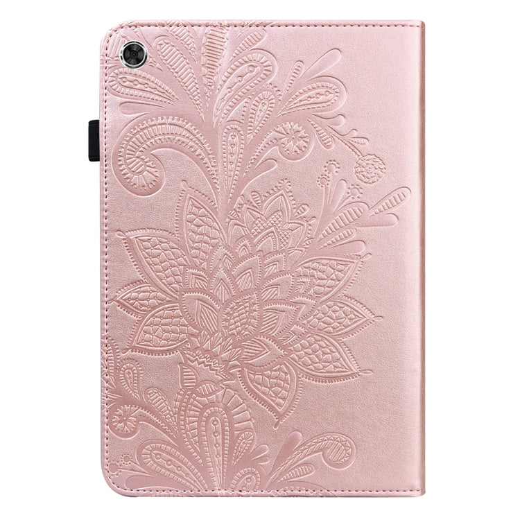 For Lenovo M10 Plus 10.6 3rd Gen 2022 Lace Flower Embossing Pattern Leather Tablet Case(Gold)