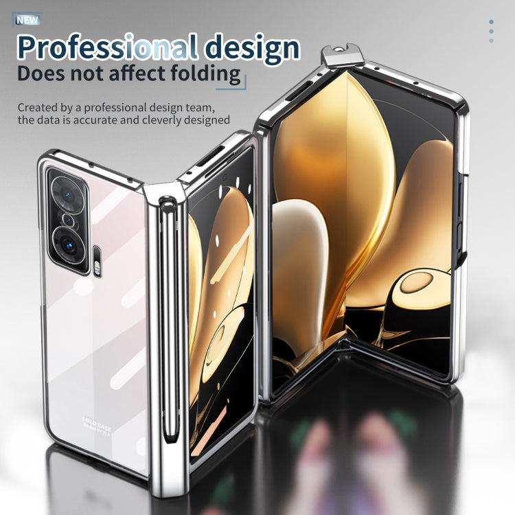 For Honor Magic V Electroplating Hinge Phone Case with Stylus(Silver)