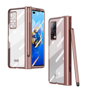 For Huawei Mate X2 Full Body Electroplating Hinge Phone Case with Stylus(Pink)