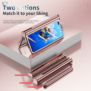 For Huawei Mate X2 Full Body Electroplating Hinge Phone Case with Stylus(Pink)