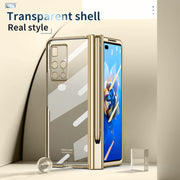 For Huawei Mate X2 Full Body Electroplating Hinge Phone Case with Stylus(Gold)
