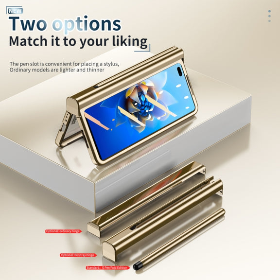 For Huawei Mate X2 Full Body Electroplating Hinge Phone Case with Stylus(Gold)