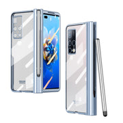 For Huawei Mate X2 Full Body Electroplating Hinge Phone Case with Stylus(Blue)